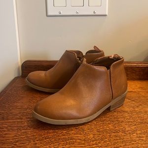 Girls Fall Cognac Brown Faux Leather Ankle Boots